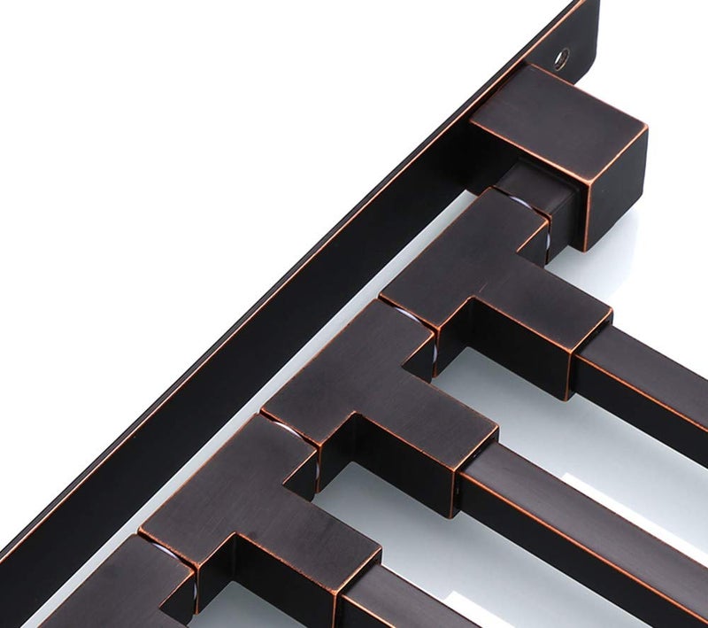 ELLO&ALLO Oil Rubbed Bronze Swing Out Towel Rack for Bathroom Holder Wall Mounted Towel Bars with Hook 3-Arm - Image 4